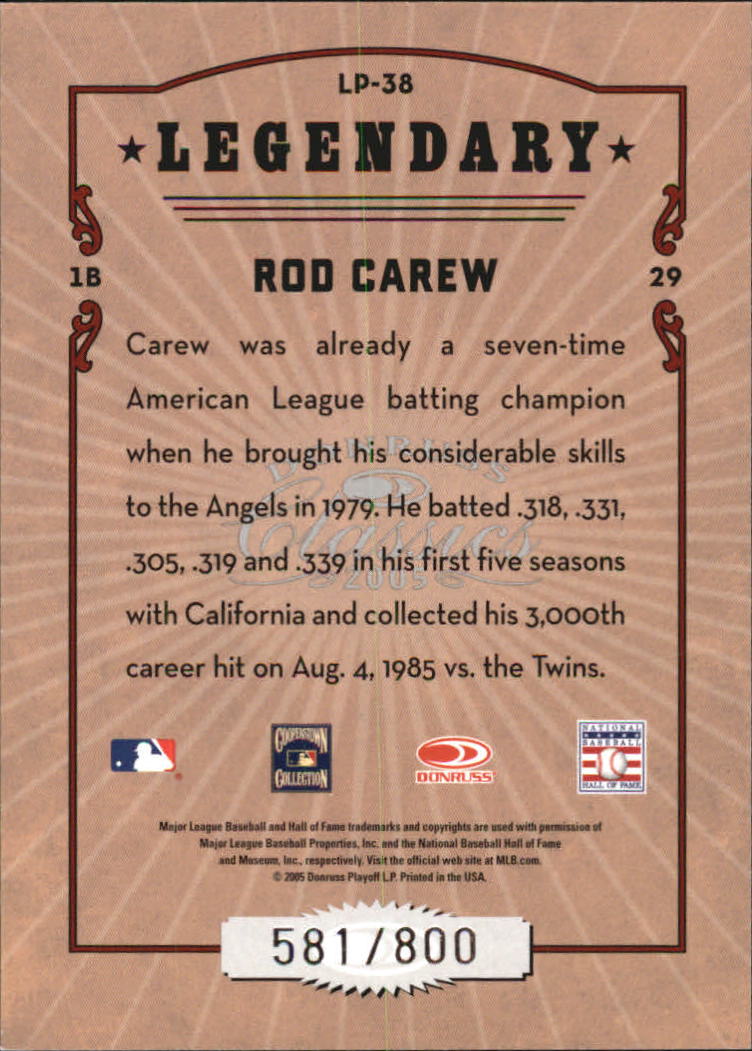 Tarjetas de inserción ""Legendary Lemberjacks and Players"" de béisbol Donruss Classics 2005 - Imagen 101 de 133