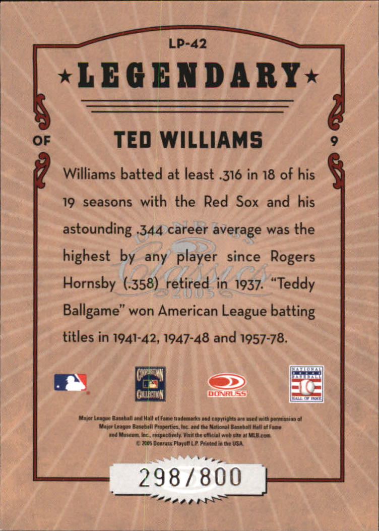Tarjetas de inserción ""Legendary Lemberjacks and Players"" de béisbol Donruss Classics 2005 - Imagen 107 de 133