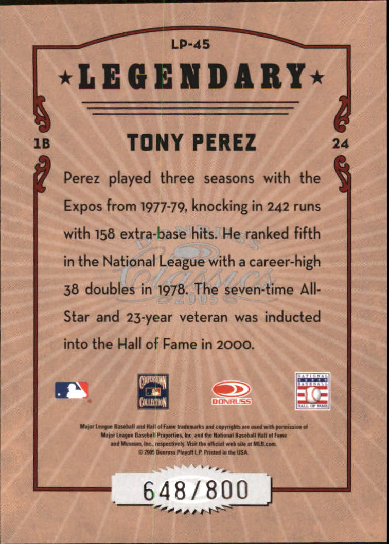 Tarjetas de inserción ""Legendary Lemberjacks and Players"" de béisbol Donruss Classics 2005 - Imagen 111 de 133