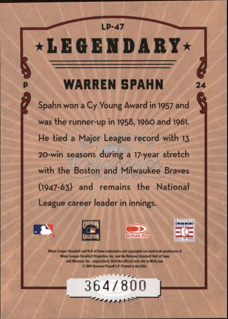 Tarjetas de inserción ""Legendary Lemberjacks and Players"" de béisbol Donruss Classics 2005 - Imagen 113 de 133