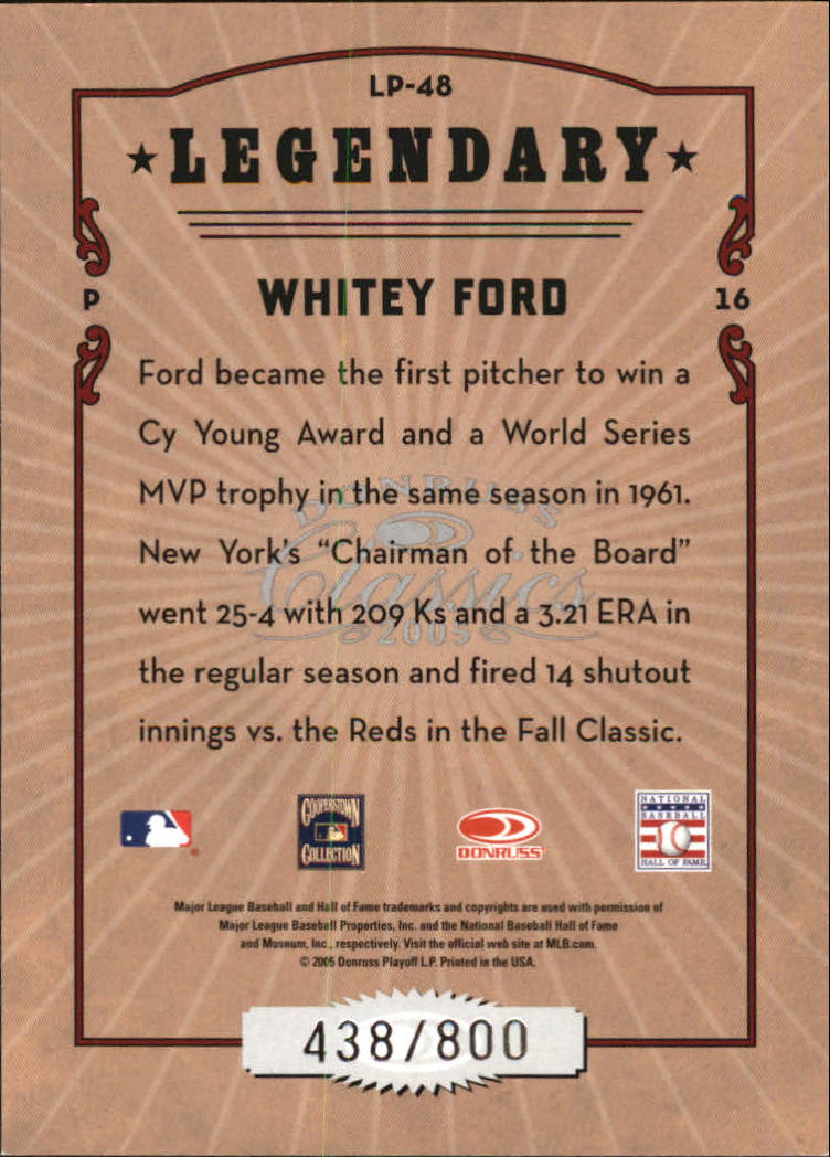 Tarjetas de inserción ""Legendary Lemberjacks and Players"" de béisbol Donruss Classics 2005 - Imagen 115 de 133