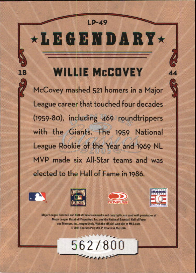 Tarjetas de inserción ""Legendary Lemberjacks and Players"" de béisbol Donruss Classics 2005 - Imagen 117 de 133