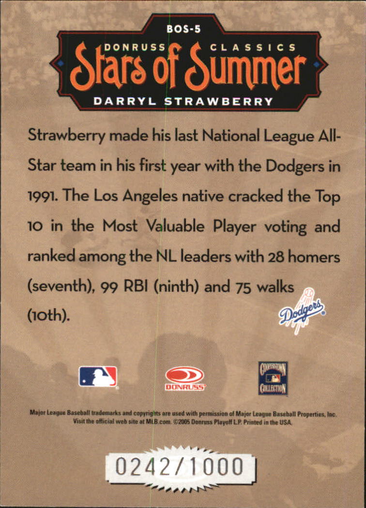 Donruss Classics 2005 tarjetas de béisbol ""Stars of Summer"" con inserto y paralelo - Imagen 8 de 38