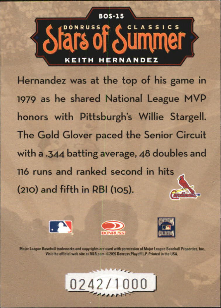 Donruss Classics 2005 tarjetas de béisbol ""Stars of Summer"" con inserto y paralelo - Imagen 28 de 38