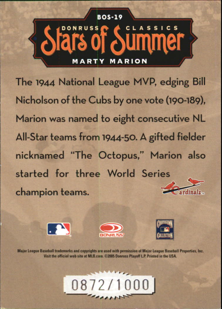 Donruss Classics 2005 tarjetas de béisbol ""Stars of Summer"" con inserto y paralelo - Imagen 34 de 38