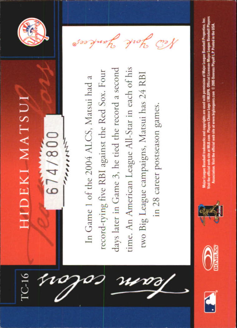 2005 Donruss Classics Baseball "Team Colors" Insert and Insert Parallel Cards - Picture 29 of 77