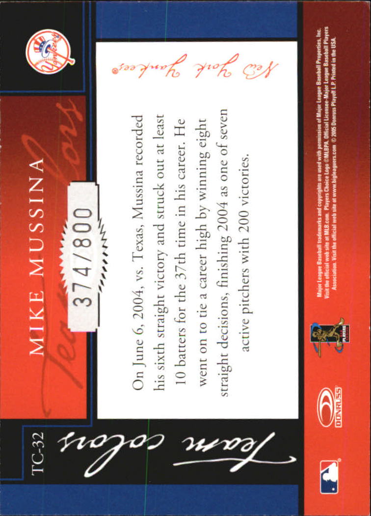 2005 Donruss Classics Baseball "Team Colors" Insert and Insert Parallel Cards - Picture 61 of 77