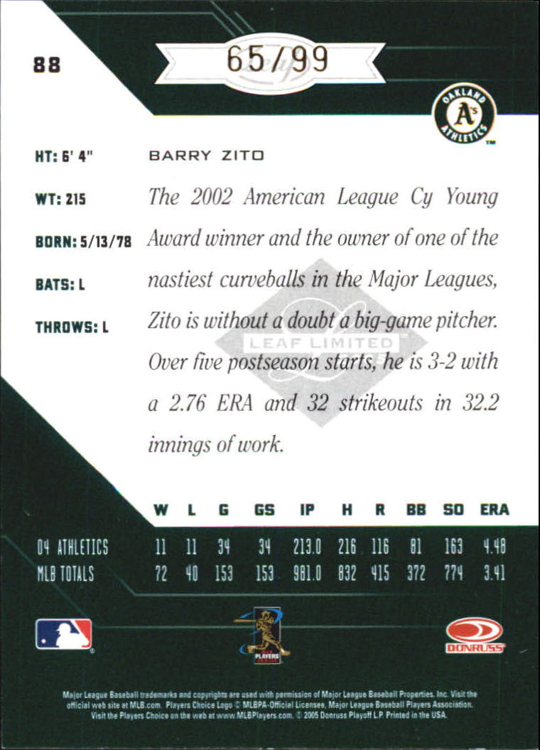Carte Parallele "Spotlight" Baseball Limited Leaf 2005 - Foto 15 di 65