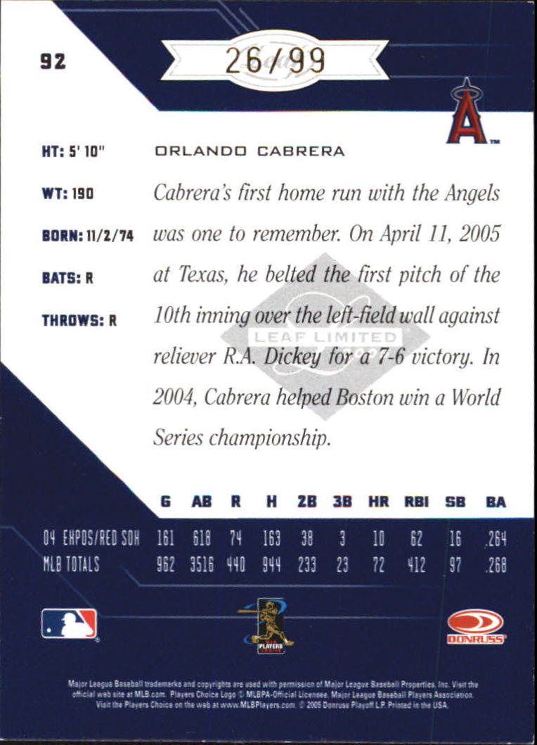Carte Parallele "Spotlight" Baseball Limited Leaf 2005 - Foto 19 di 65