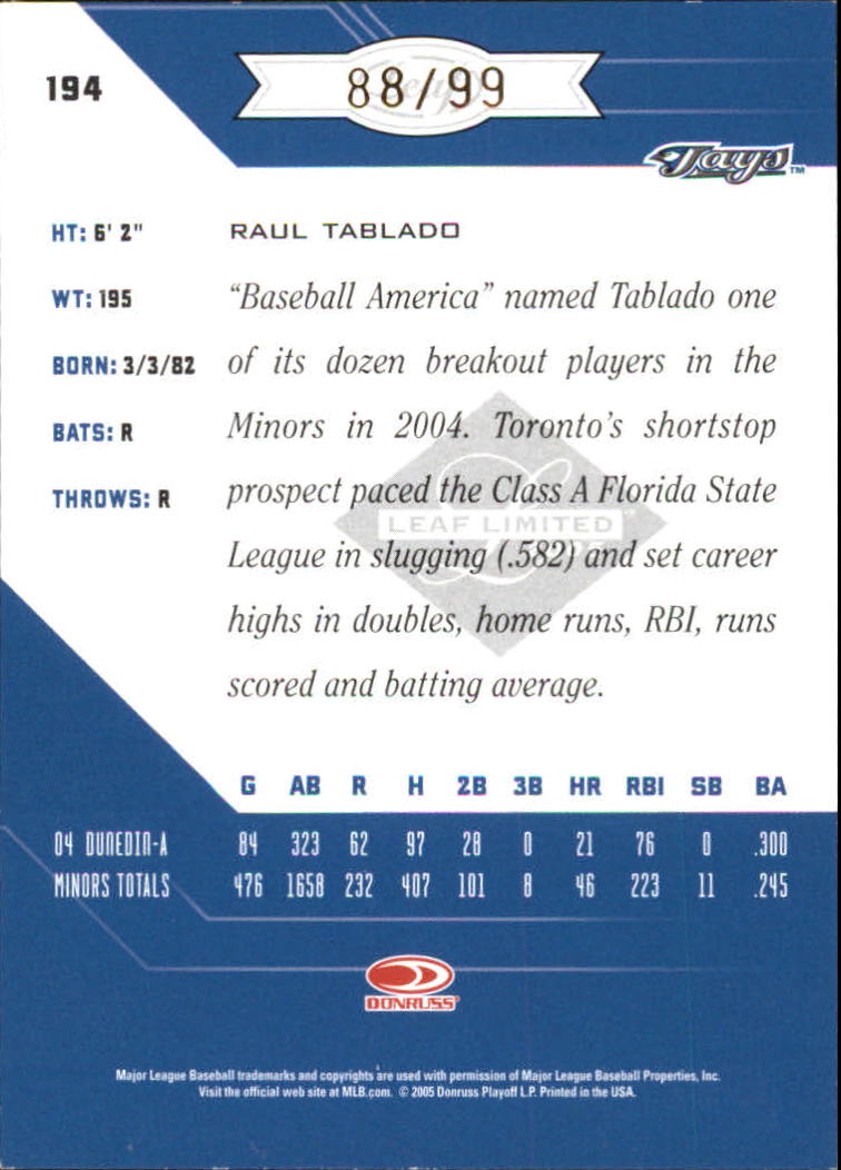 Carte Parallele "Spotlight" Baseball Limited Leaf 2005 - Foto 41 di 65