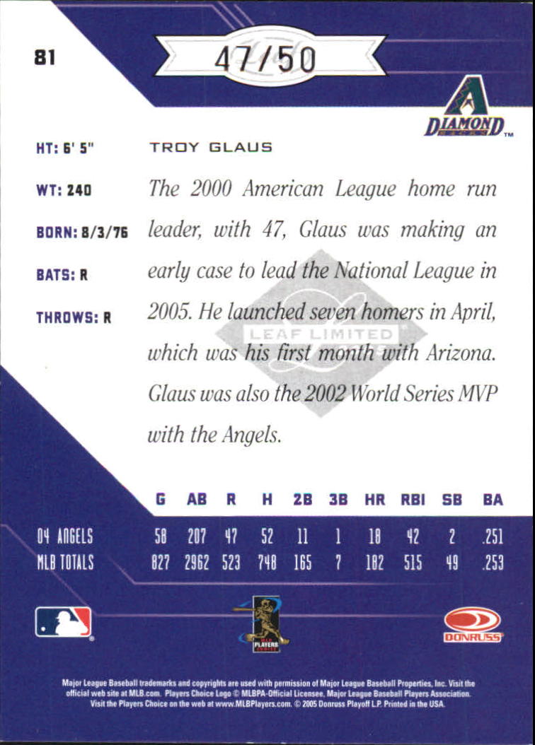 Carte Parallele "Spotlight" Baseball Limited Leaf 2005 - Foto 47 di 65