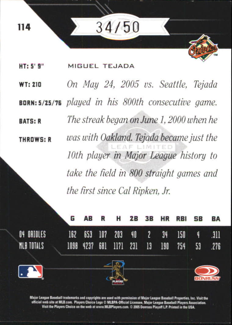 Carte Parallele "Spotlight" Baseball Limited Leaf 2005 - Foto 57 di 65