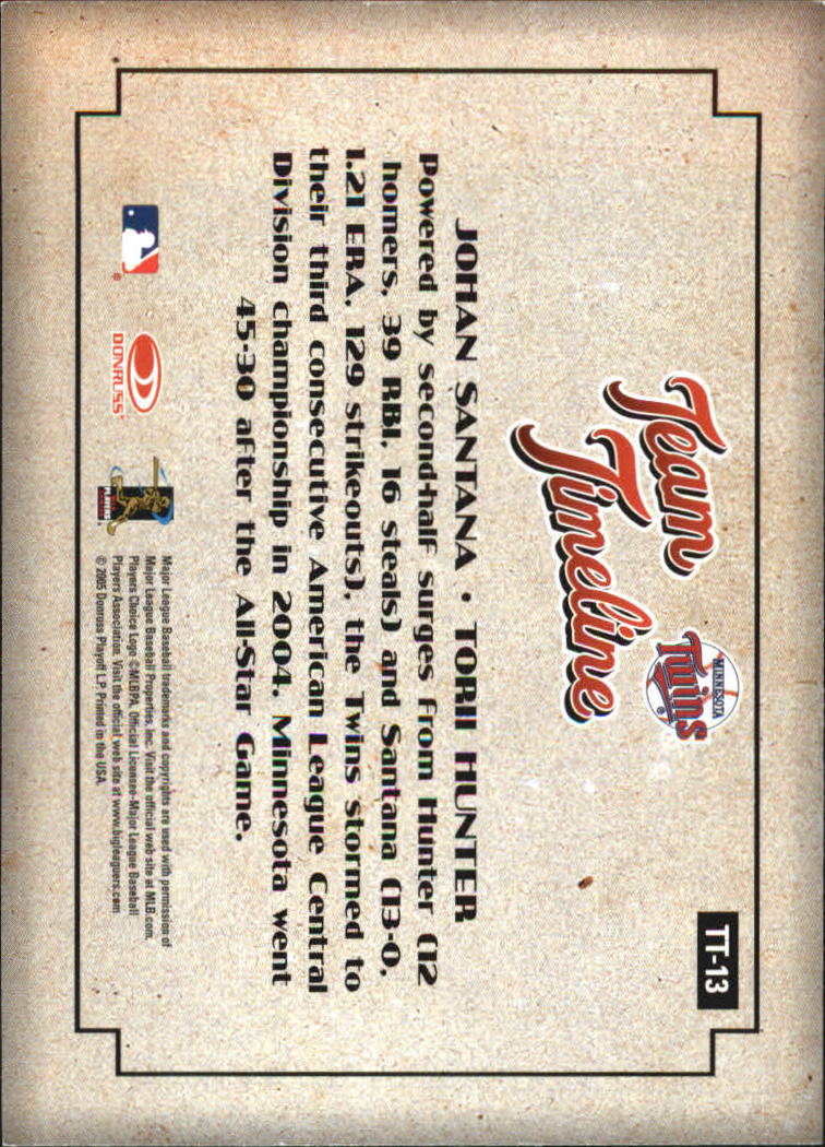 Carte Inserte Diamond Kings Baseball 2005 "Team Timeline" - Foto 13 di 33