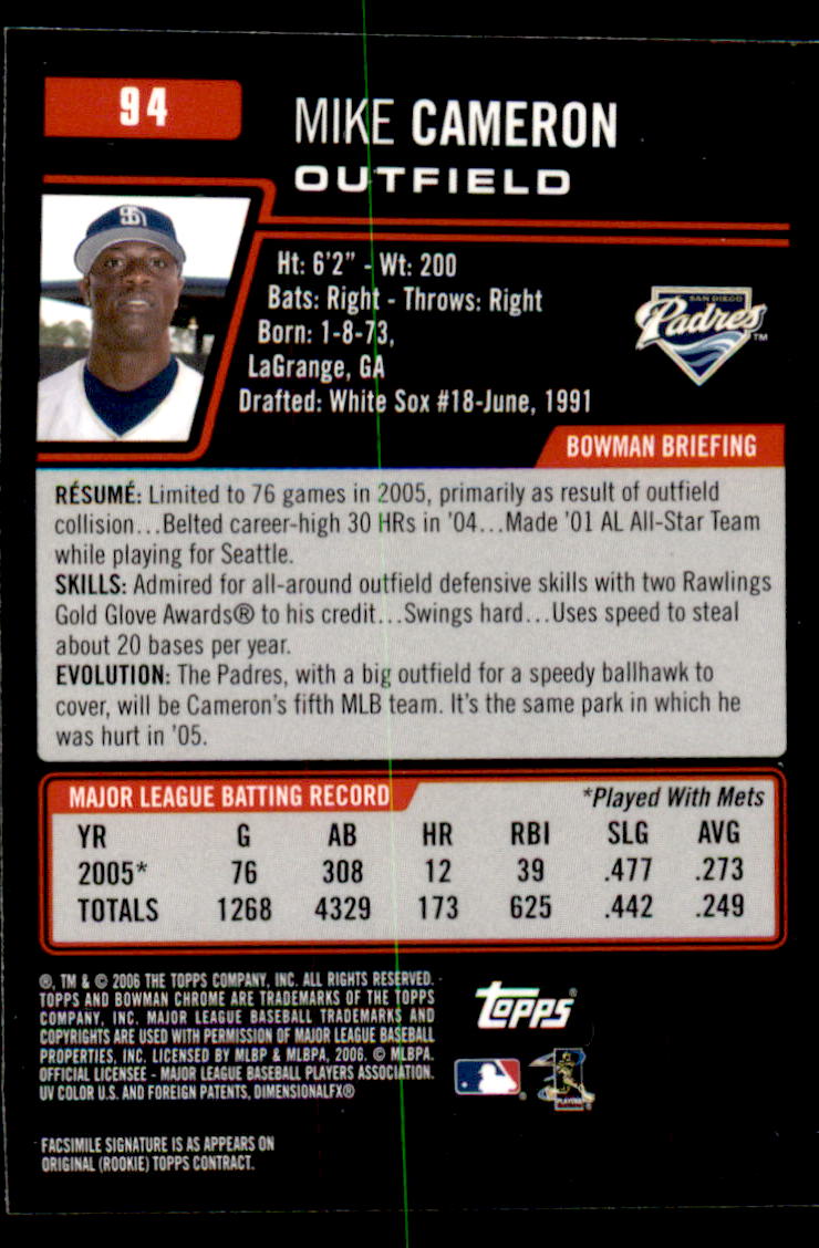 2006 Bowman Chrome Baseball Part 1 - Picture 145 of 412