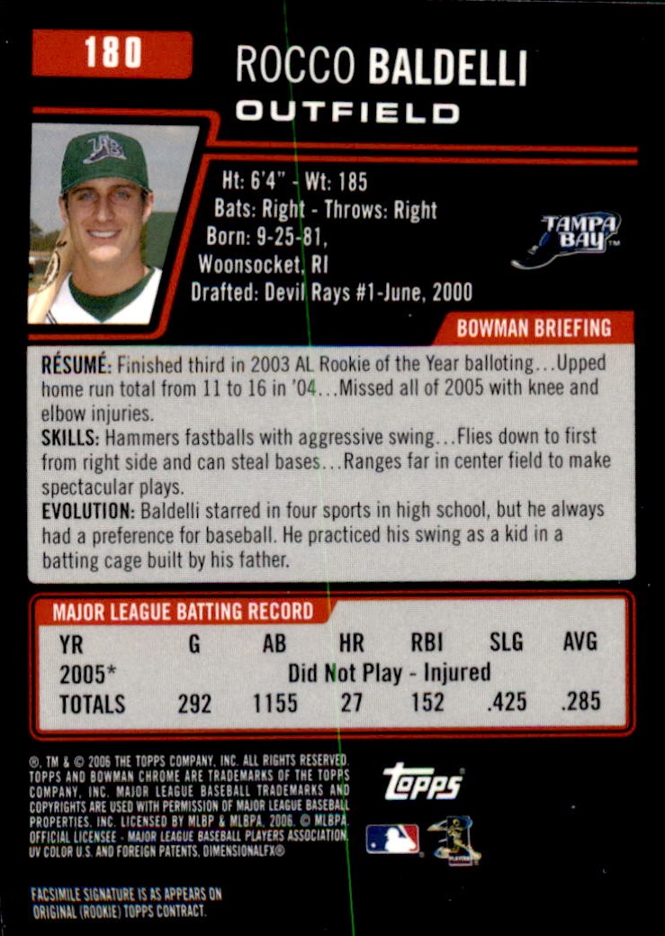2006 Bowman Chrome Baseball Part 1 - Picture 274 of 412