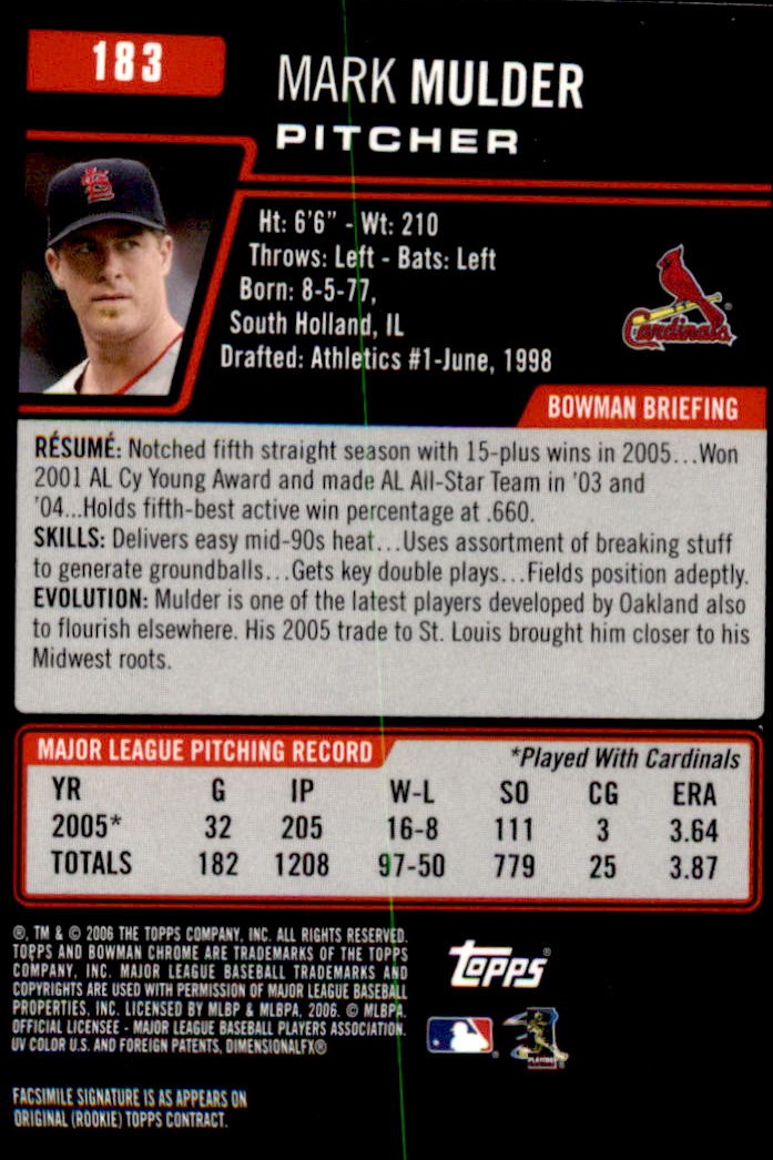 2006 Bowman Chrome Baseball Part 1 - Picture 276 of 412
