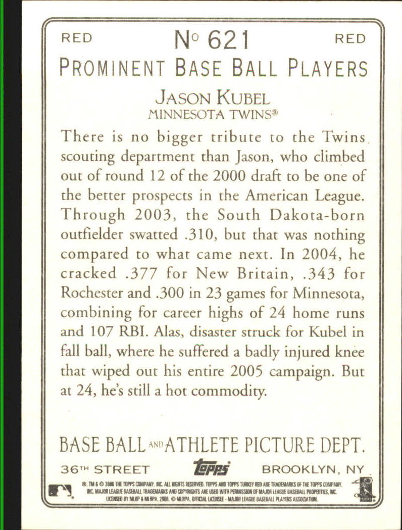 2006 Topps Turkey Red Baseball Part 3 - Picture 21 of 117