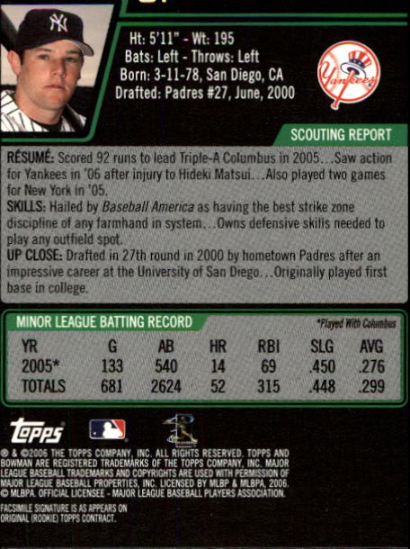 2006 Bowman Draft Baseball Part 1 Main Set (Paper) - Picture 31 of 329