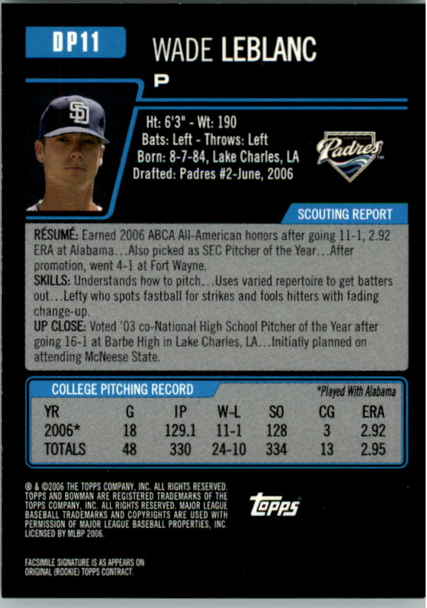 2006 Bowman Draft Baseball Part 1 Main Set (Paper) - Picture 133 of 329