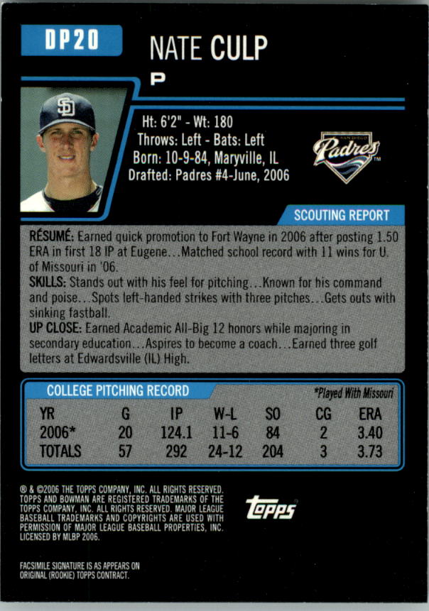 2006 Bowman Draft Baseball Part 1 Main Set (Paper) - Picture 151 of 329