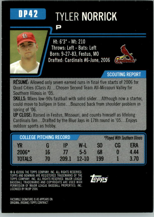 2006 Bowman Draft Baseball Part 1 Main Set (Paper) - Picture 193 of 329