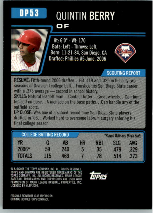 2006 Bowman Draft Baseball Part 1 Main Set (Paper) - Picture 215 of 329