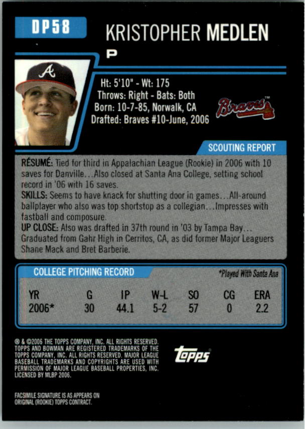 2006 Bowman Draft Baseball Part 1 Main Set (Paper) - Picture 225 of 329