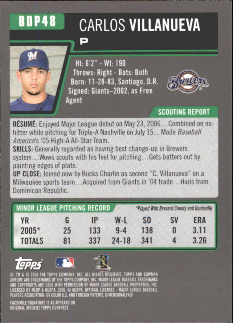 2006 Bowman Chrome Draft Baseball - Picture 94 of 368