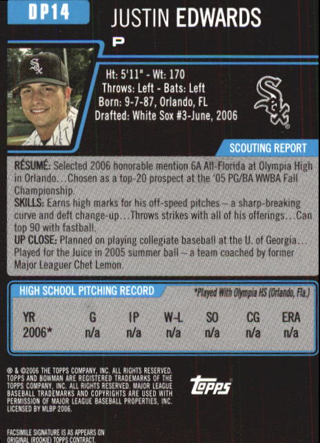 2006 Bowman Chrome Draft Baseball - Picture 134 of 368