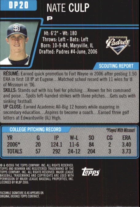 2006 Bowman Chrome Draft Baseball - Picture 143 of 368