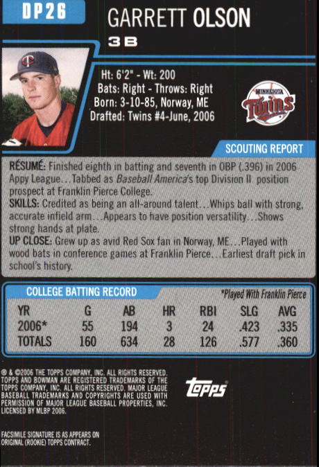 2006 Bowman Chrome Draft Baseball - Picture 155 of 368