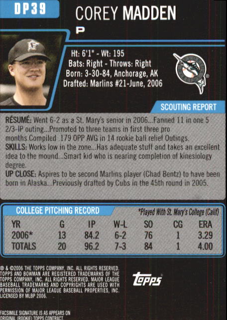 2006 Bowman Chrome Draft Baseball - Picture 179 of 368