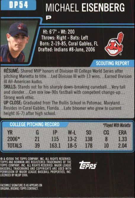 2006 Bowman Chrome Draft Baseball - Picture 208 of 368