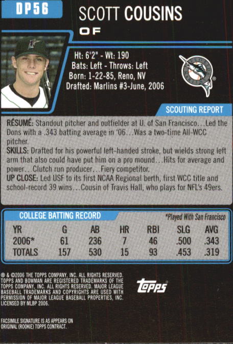 2006 Bowman Chrome Draft Baseball - Picture 212 of 368