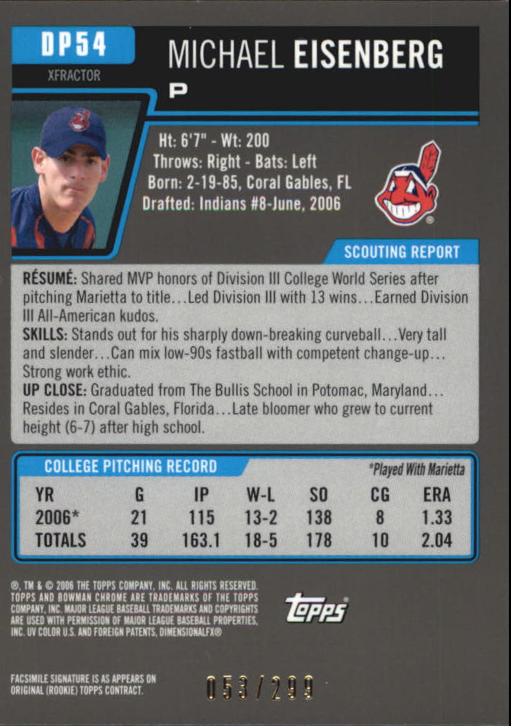 2006 Bowman Chrome Draft Baseball - Picture 252 of 368