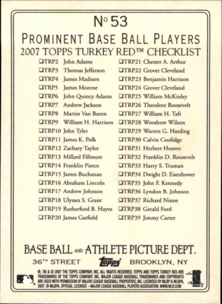 2007 Topps Turkey Red Baseball - Picture 101 of 355