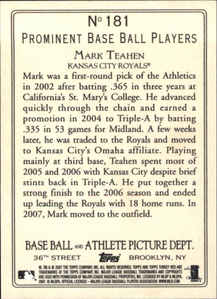 2007 Topps Turkey Red Baseball - Picture 301 of 355