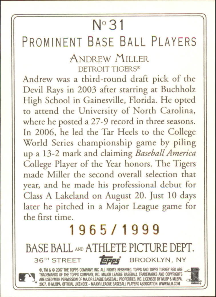 2007 Topps Turkey Red Baseball - Picture 313 of 355