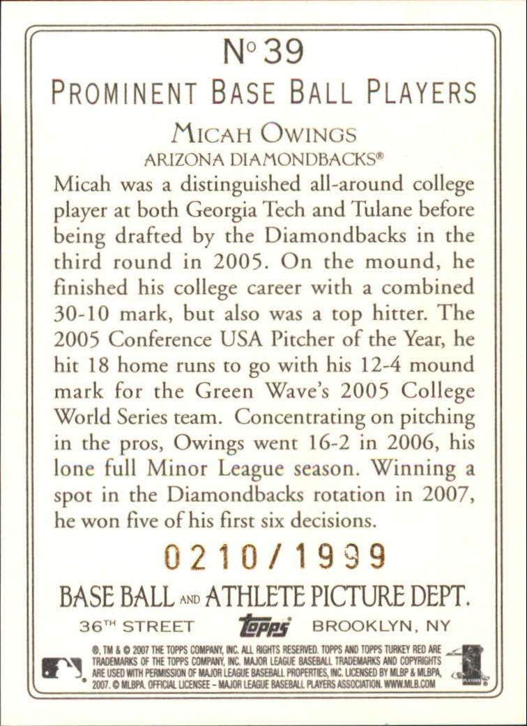 2007 Topps Turkey Red Baseball - Picture 315 of 355