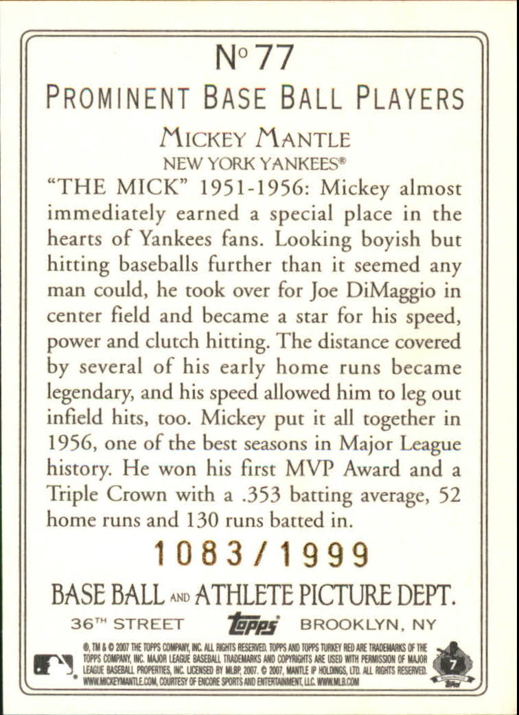 2007 Topps Turkey Red Baseball - Picture 323 of 355