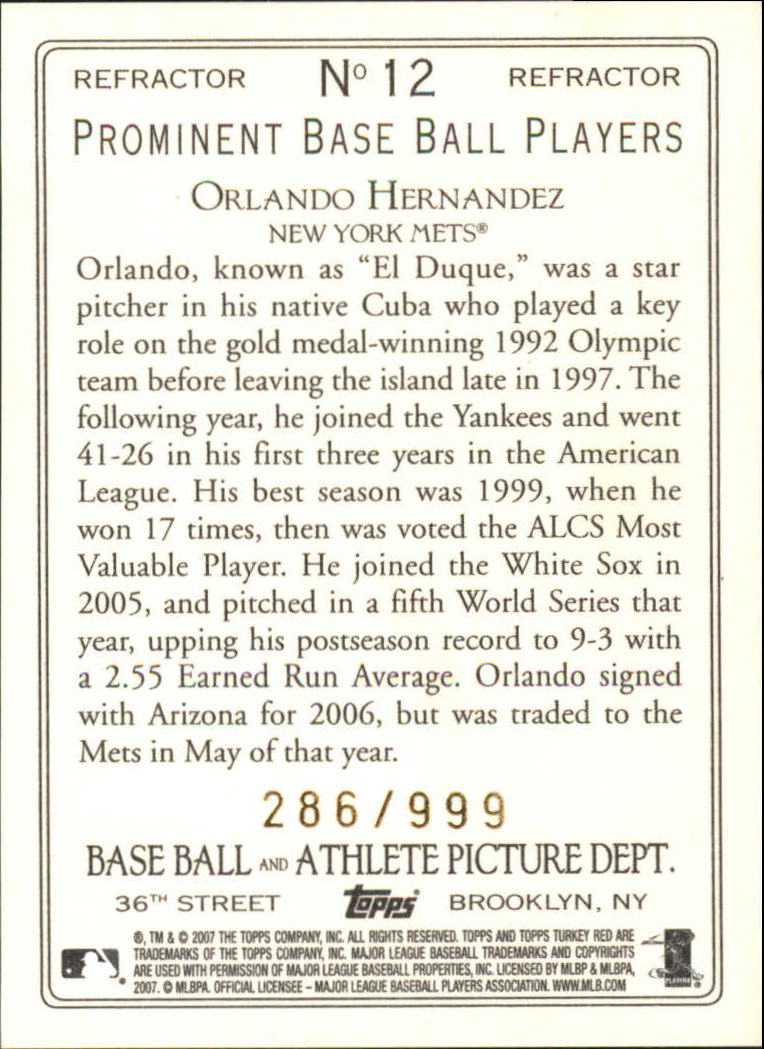 2007 Topps Turkey Red Baseball - Picture 345 of 355
