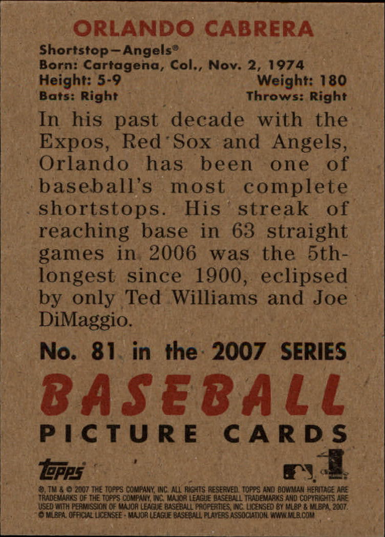 A5534- 2007 Bowman Heritage Baseball Insert Cards -You Pick- 15+ FREE US SHIP - Picture 118 of 294