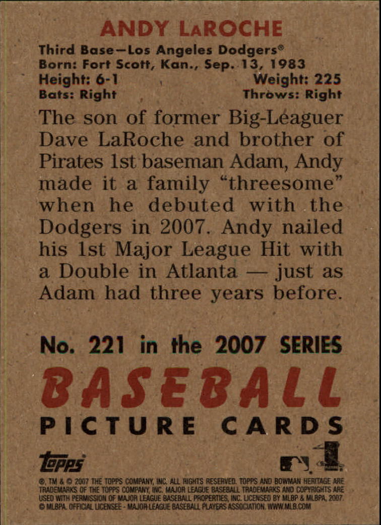 A5534- 2007 Bowman Heritage Baseball Insert Cards -You Pick- 15+ FREE US SHIP - Picture 96 of 294