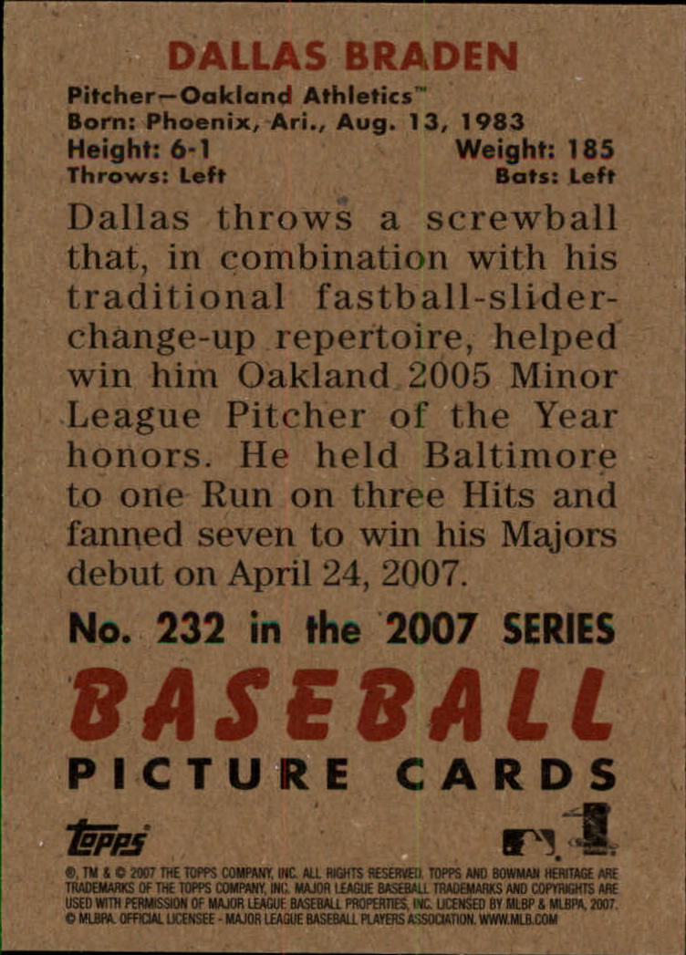 A5534- 2007 Bowman Heritage Baseball Insert Cards -You Pick- 15+ FREE US SHIP - Picture 205 of 294