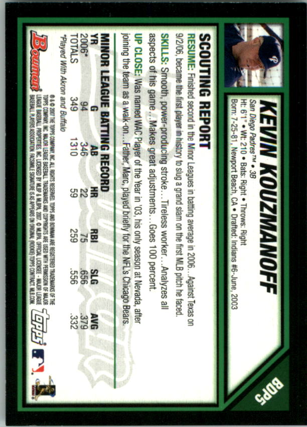 2007 Bowman Draft Baseball Part 1 Main Set (Paper) - Picture 11 of 316