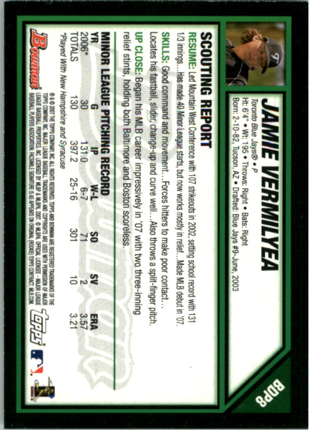 2007 Bowman Draft Baseball Part 1 Main Set (Paper) - Picture 17 of 316
