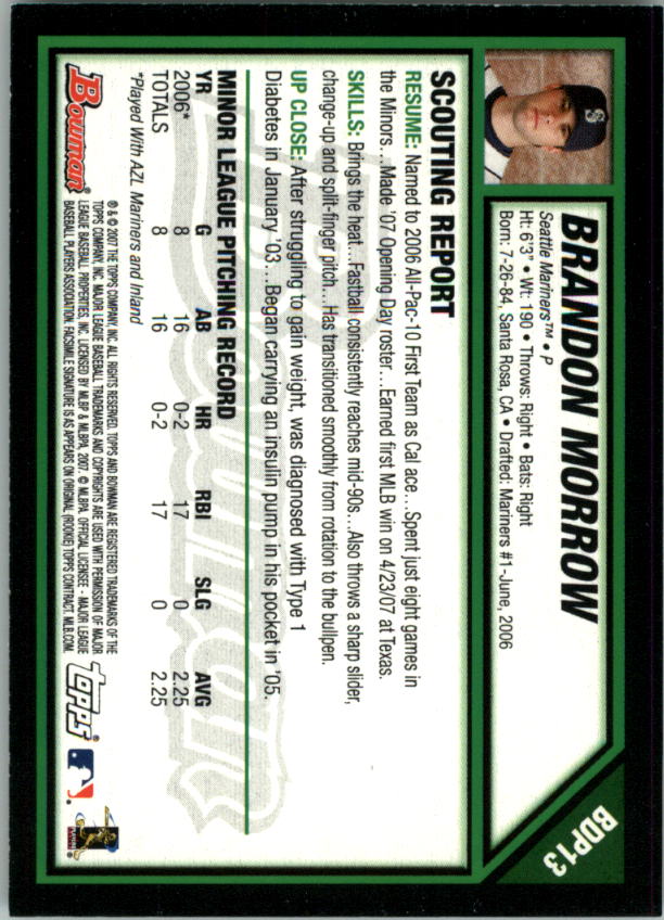2007 Bowman Draft Baseball Part 1 Main Set (Paper) - Picture 27 of 316