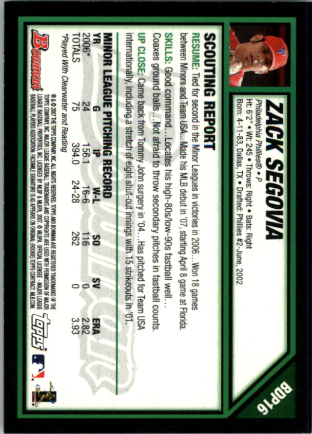 2007 Bowman Draft Baseball Part 1 Main Set (Paper) - Picture 33 of 316