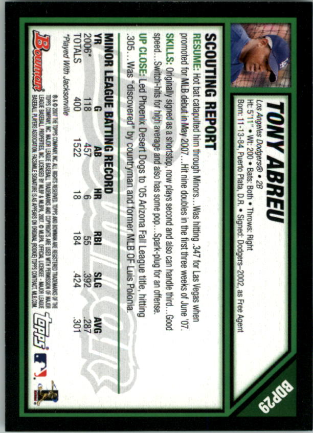 2007 Bowman Draft Baseball Part 1 Main Set (Paper) - Picture 59 of 316