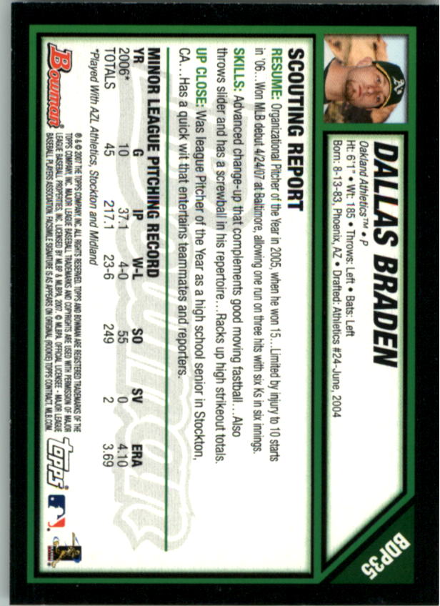 2007 Bowman Draft Baseball Part 1 Main Set (Paper) - Picture 71 of 316